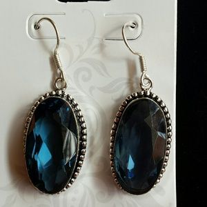 Iolite and silver dangle earrings # 445
