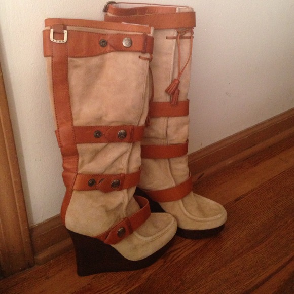 L.A.M.B Chartres Camel Suede Boots