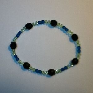 Handmade Blue Glass Bead Bracelet