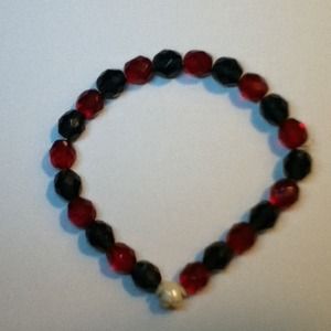 Swarovski Bead Bracelet with Coral Floral Pendent