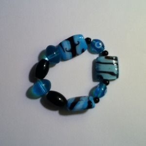 Blue&Black Glass Beaded Bracelet
