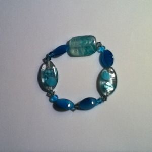 Blue&Clear Beaded Bracelet