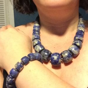Blue stone necklace & bracelet
