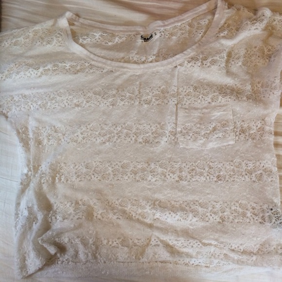 White lace crop top