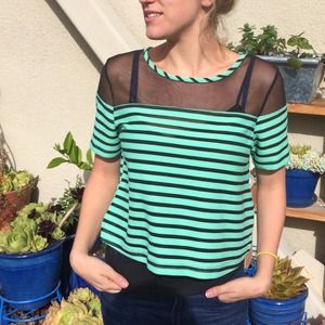 Mesh striped crop top