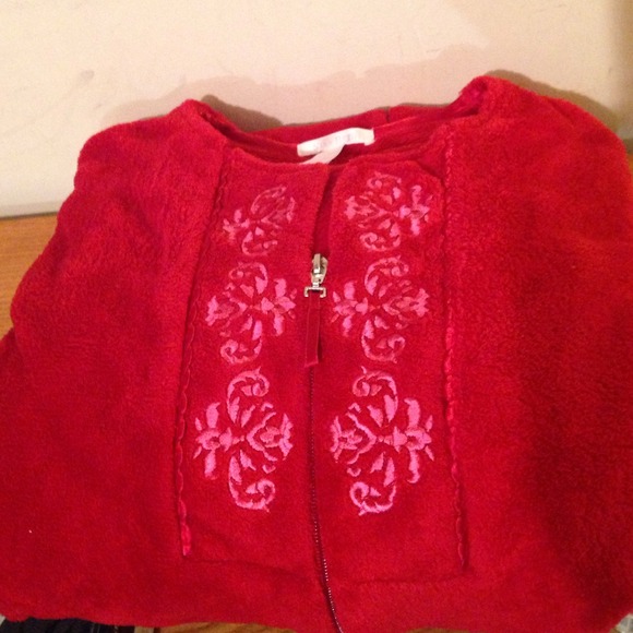Sara Beth plush zip up red robe women's Large