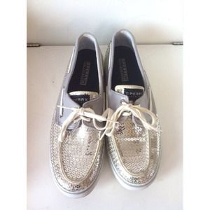 Silver sequin Sperry Top-Siders