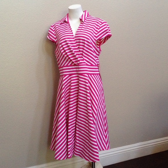 Betsy Johnson Pink Stripe Cap Sleeve Dress Size 2