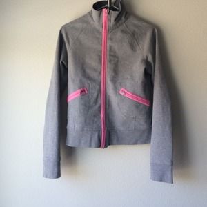 Luluemon zip up grey and pink jacket