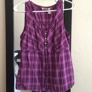 Bass & Co Purple Plaid Top