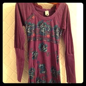 Free People purple floral long sleeve top (S)