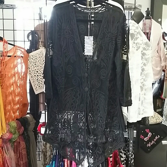 Long Black Beautiful Lace Top