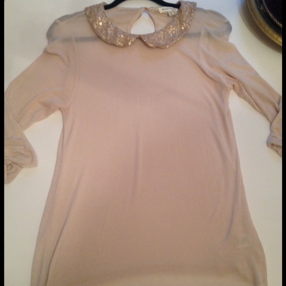 Monteau Los Angeles Tops - Light pink sequined peter pan collar top 💖🎀