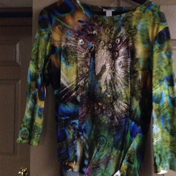 Peacock 3/4 length sleeve shirt