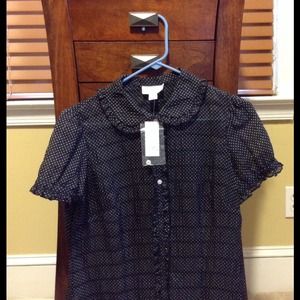 NWT Sheer Navy Blue Top