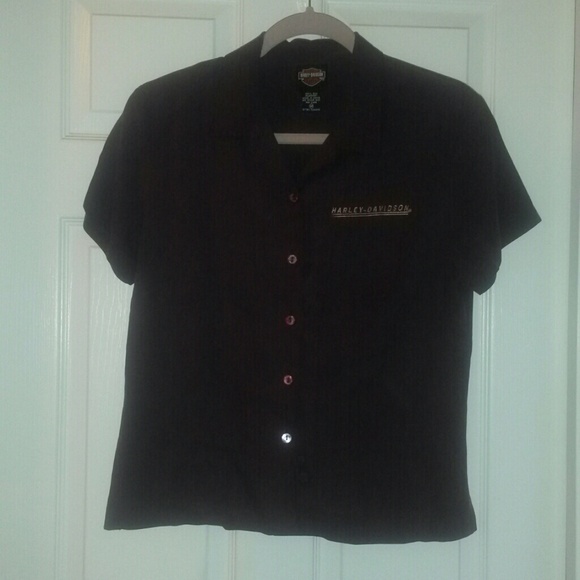 Nice Plum Silk Harley Davidson Button Down Shirt