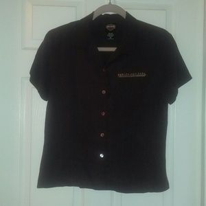 Nice Plum Silk Harley Davidson Button Down Shirt