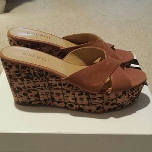 Nine West Leather and Cork Wedges