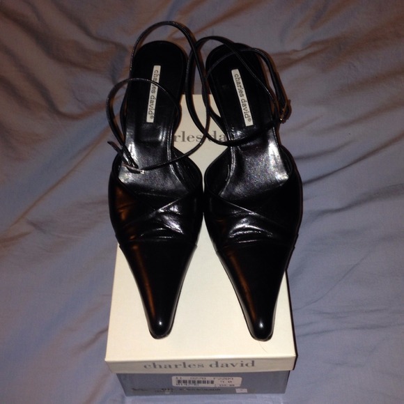 Charles David Shalimar Black Leather Heels 8.5/9