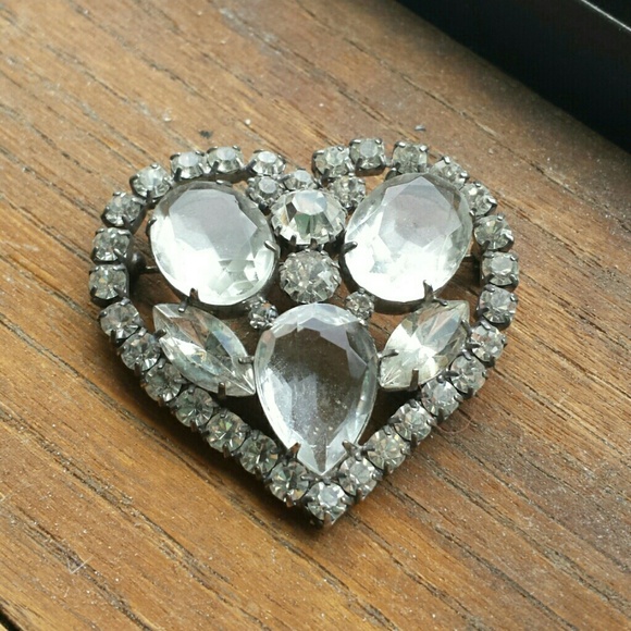 Large Heart Crystal Brooch