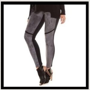 Elie Tahari stretch faux suede seamed legging