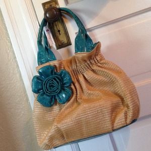 Teal flower purse