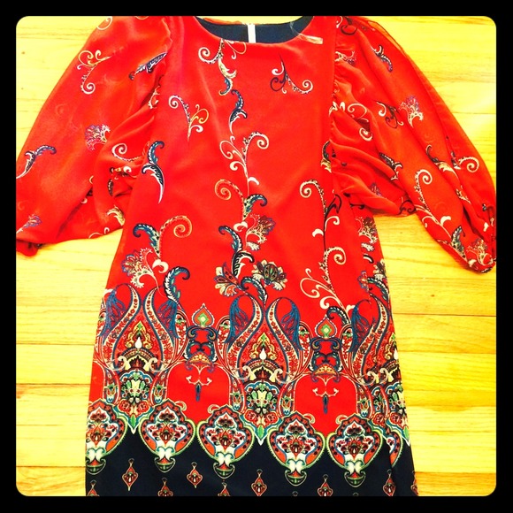 Red Bohemian Print Dress