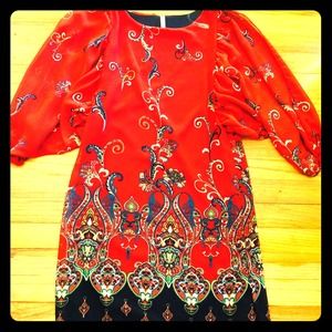 Red Bohemian Print Dress