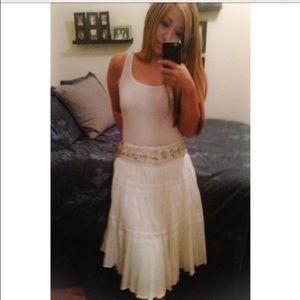 BCBG Max Azria White A-Line Mid Knee Length Skirt