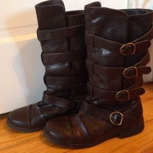 Dark brown biker boots