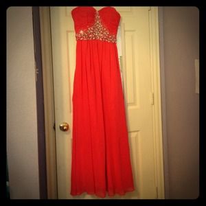 Bee Darlin Neon Coral Prom Dress