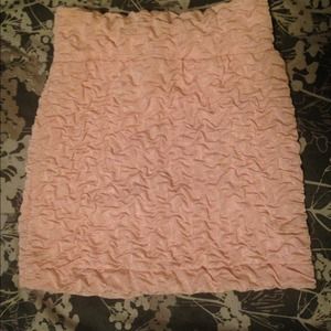 Pink ruffled pencil skirt