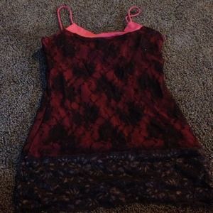 Brown and peach spaghetti shirt