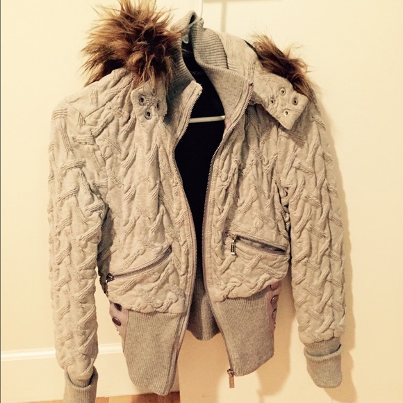 Super cute.Jacket with detachable hood .Bebe. XS