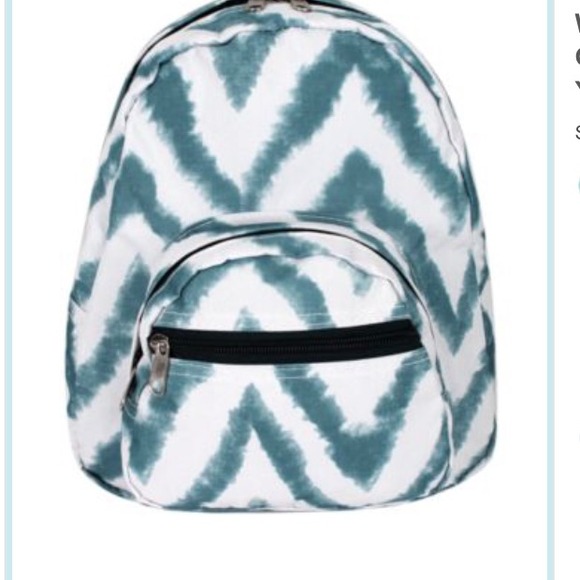 Blue and white chevron mini backpack.