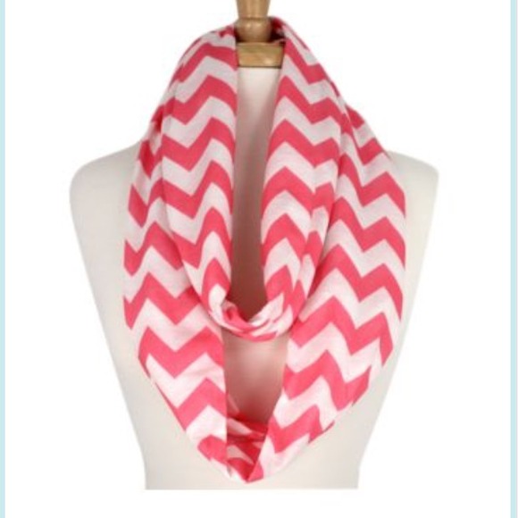Pink and white chevron Infinity scarf.