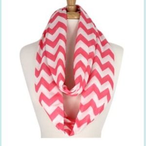 Pink and white chevron Infinity scarf.