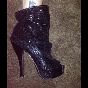 Sequins Slouch Peep Toe Booties