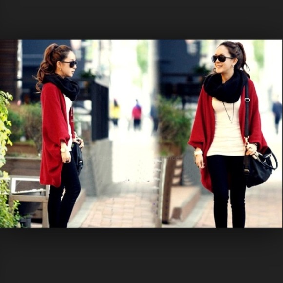 Red knit sweater!!
