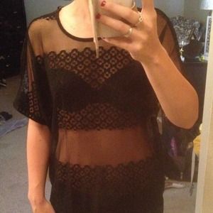 Black see through flower top