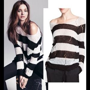 SOLD.   Mango sweater with holes. Wool/Mohair
