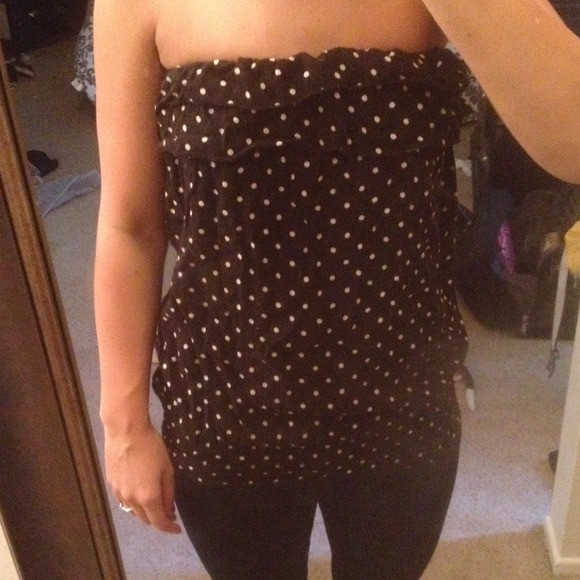 Black polka dot tube top
