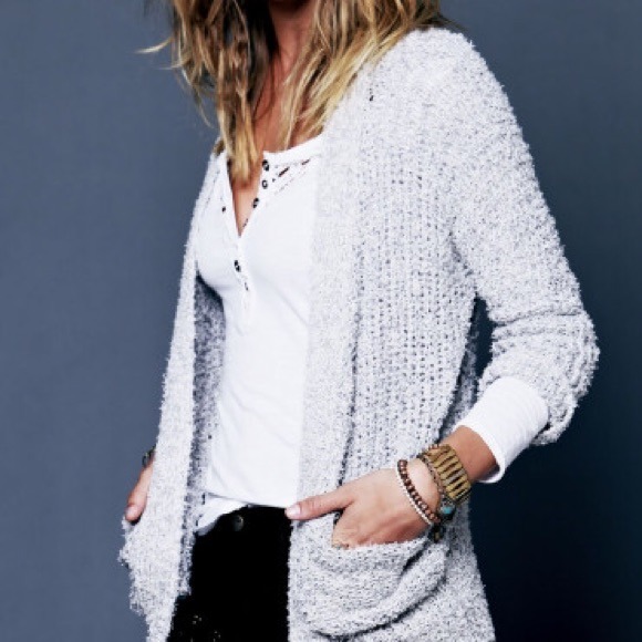 Free People Sweaters - Free People Oversized Fuzzy Gray Cardigan Sweater