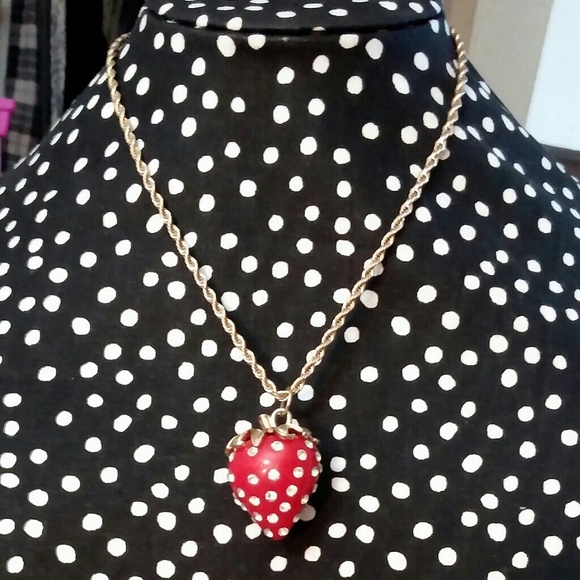 Rhinestone strawberry necklace