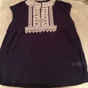 Purple blue tank top with embroidery.