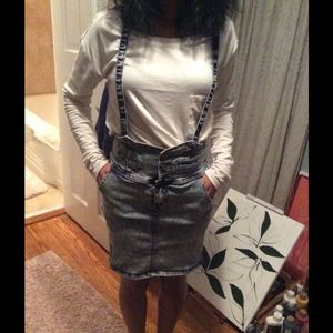 Acid wash denim skirt