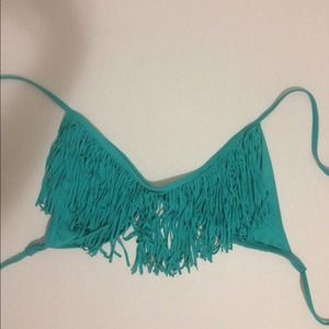 L*Space Audrey Halter Fringe Top-Tiffany, D-Cup