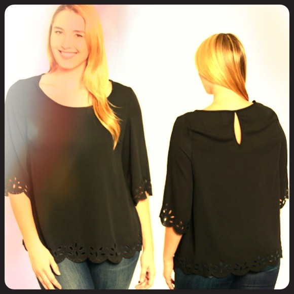 Laser cut plus size top