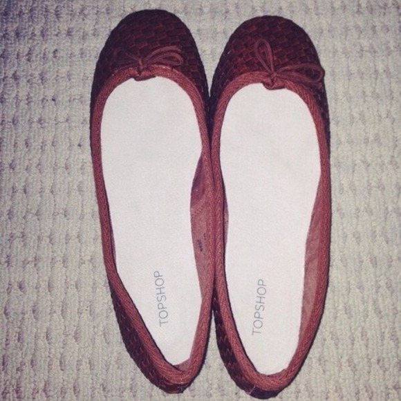 Topshop Brown Woven Ballet Flats