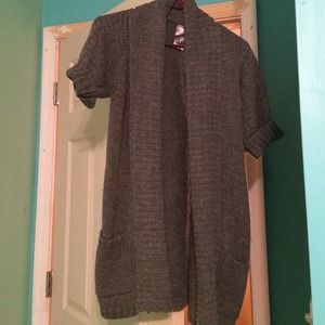 Gray knit cardigan